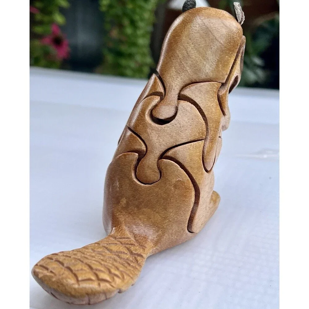 Peter Chapman Style Puzzle 2011 Red Mahogany Beaver 3D Interlocking